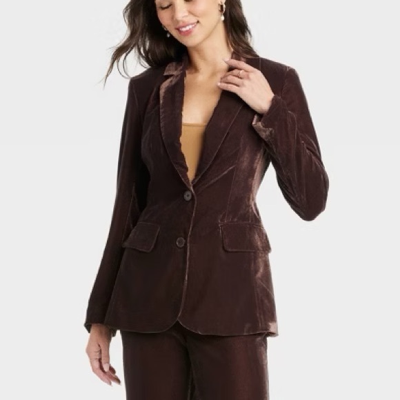 Velvet chocolate brown thick luxurious fully lined blazer - Picture 4 of 4